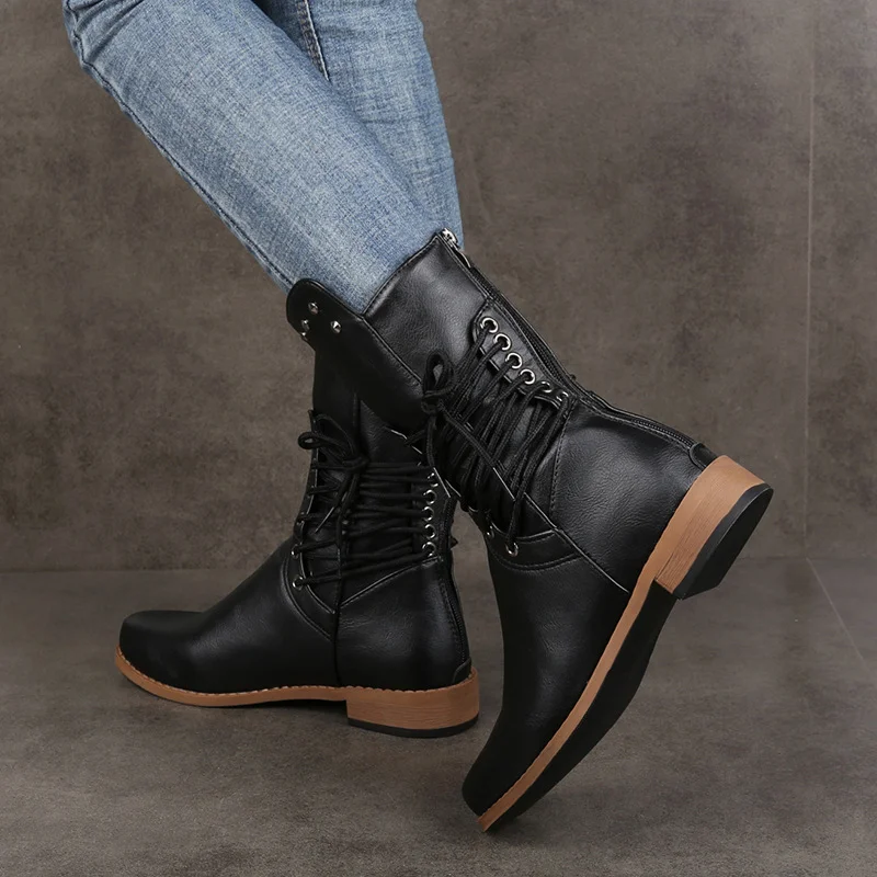 Casual Plain Zipper Block Heel Riding Boots