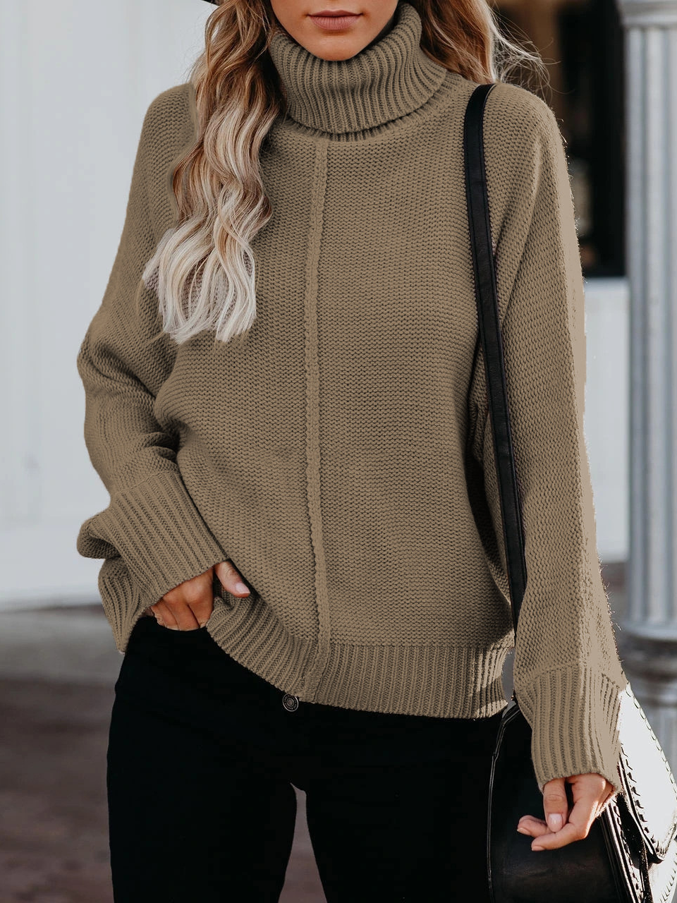 Women Yarn/Wool Yarn Plain Long Sleeve Comfy Casual Sweater