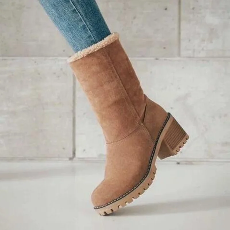 Casual Plain Zipper Block Heel Riding Boots