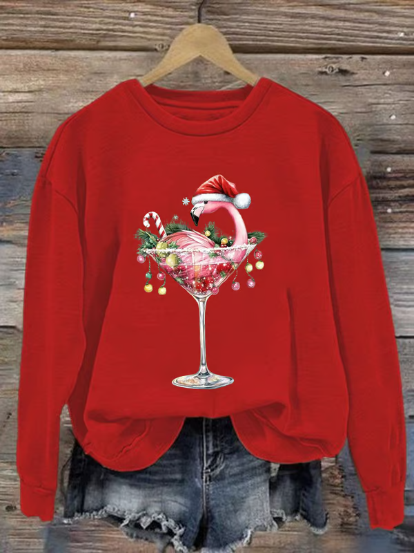 Casual Crew Neck Christmas Sweatshirt