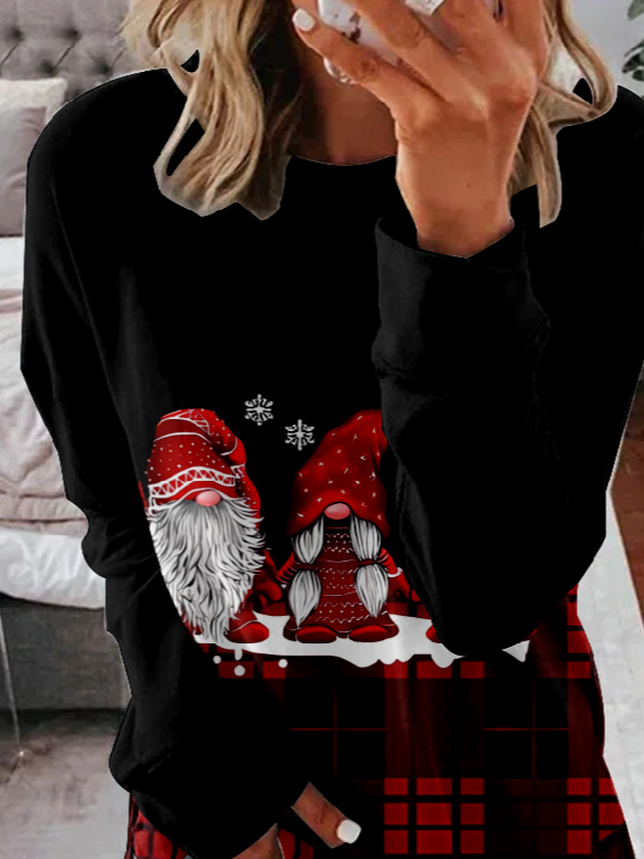 Casual Crew Neck Christmas Sweatshirt Zipper