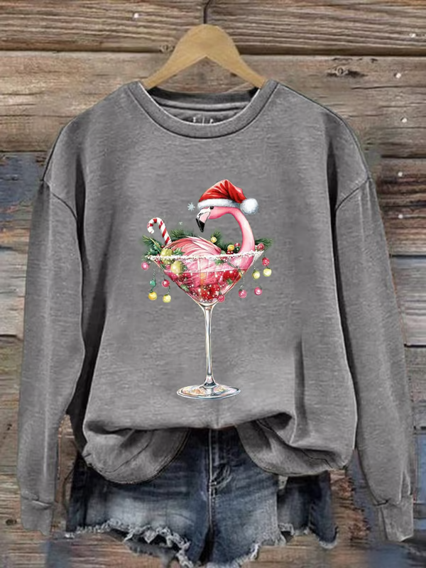 Casual Crew Neck Christmas Sweatshirt