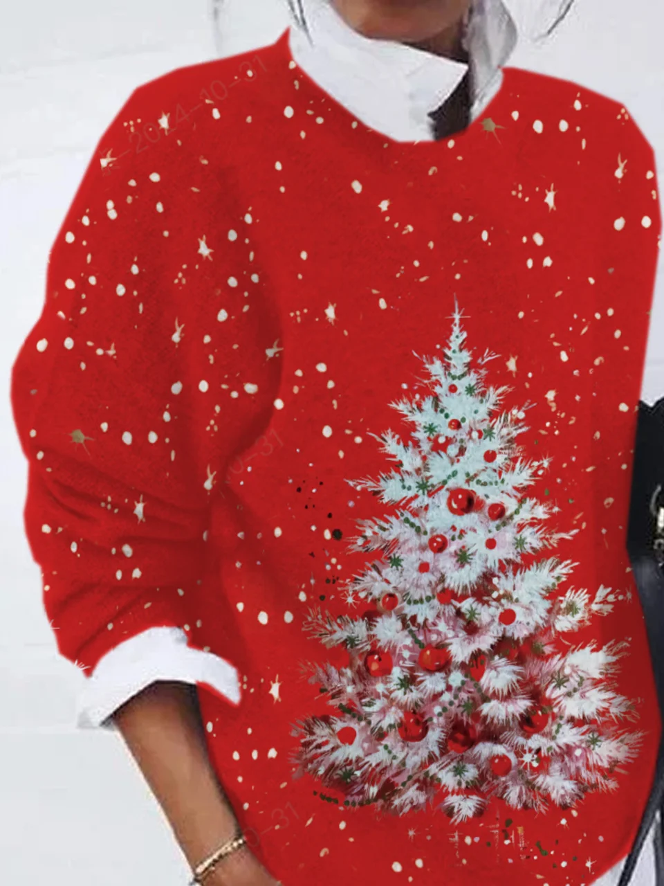 Casual Crew Neck Christmas Sweatshirt Zipper