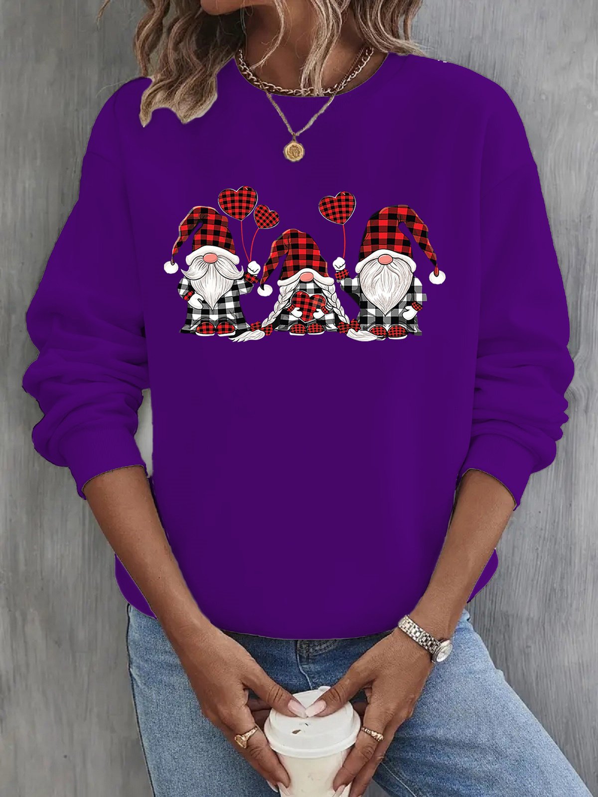 Casual Crew Neck Christmas Sweatshirt