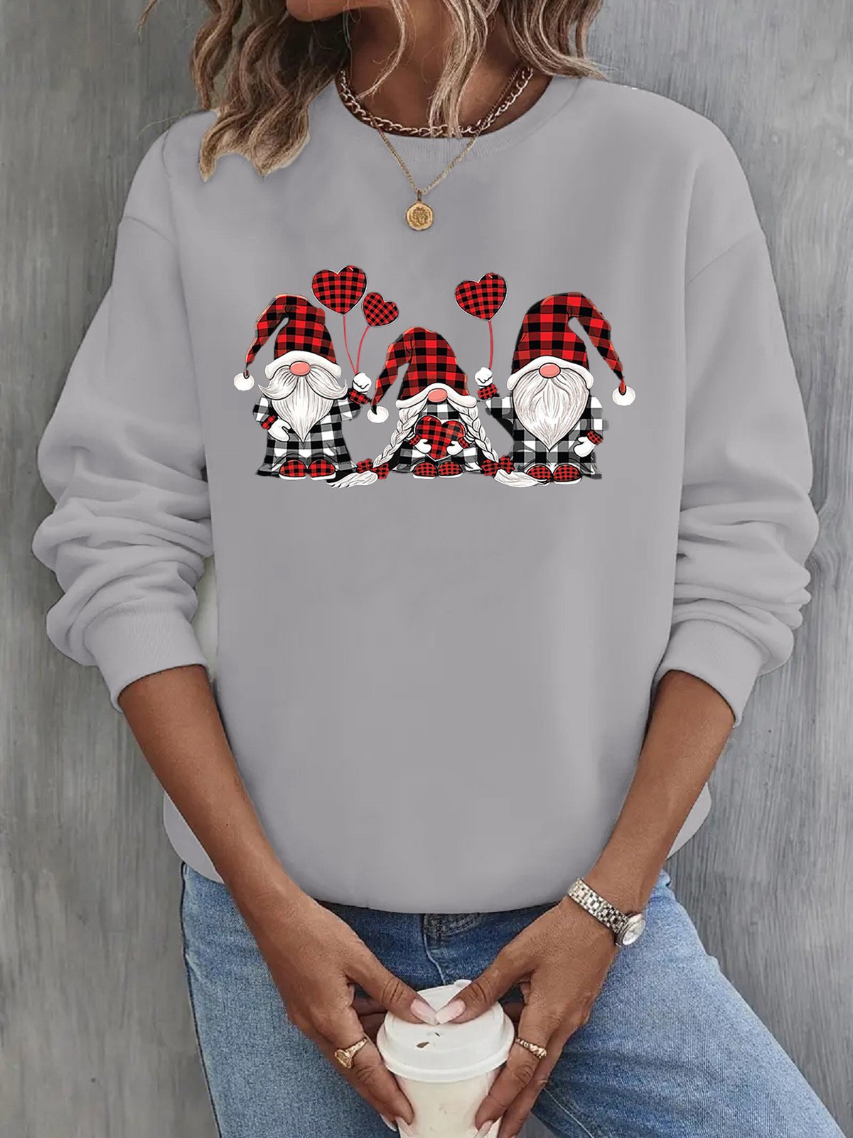 Casual Crew Neck Christmas Sweatshirt