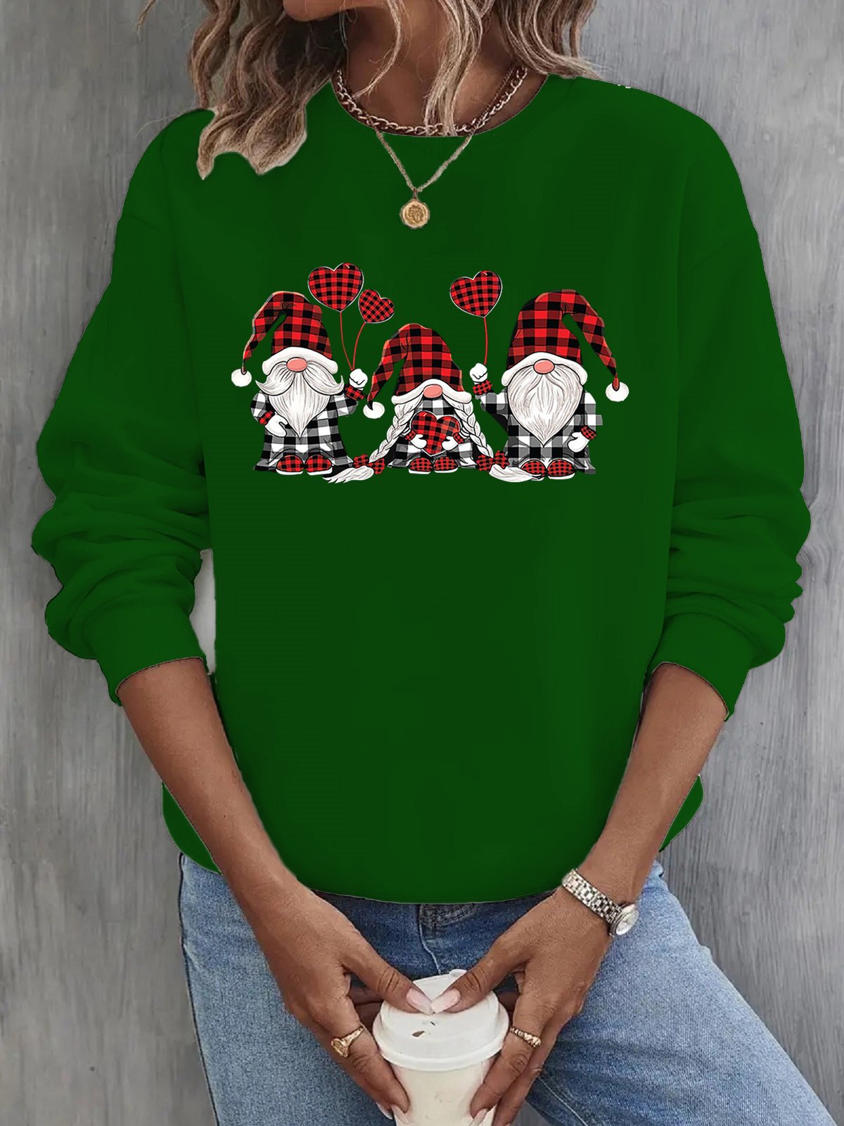 Casual Crew Neck Christmas Sweatshirt