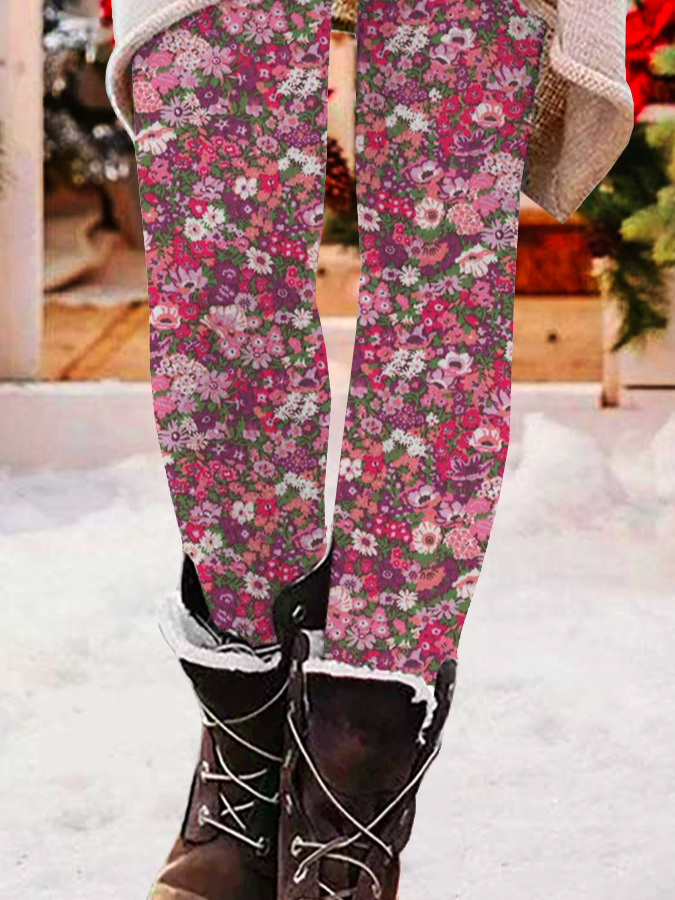 Casual Floral Long Leggings