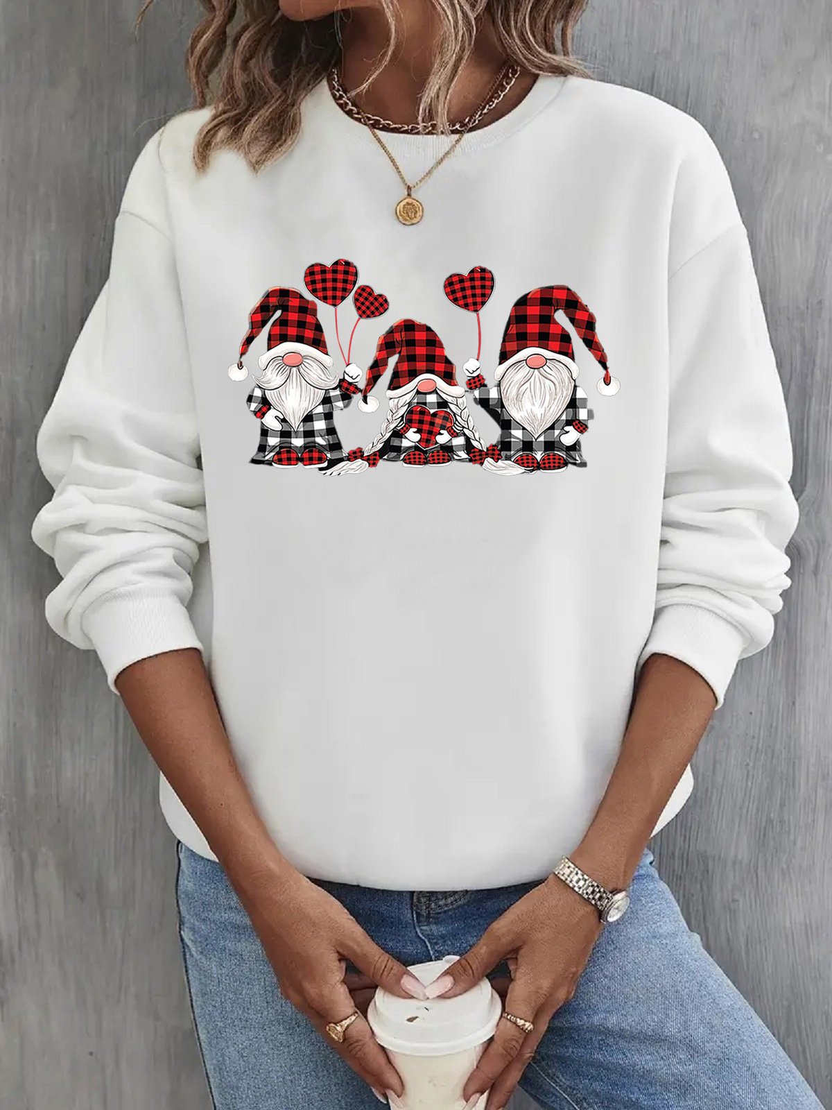 Casual Crew Neck Christmas Sweatshirt