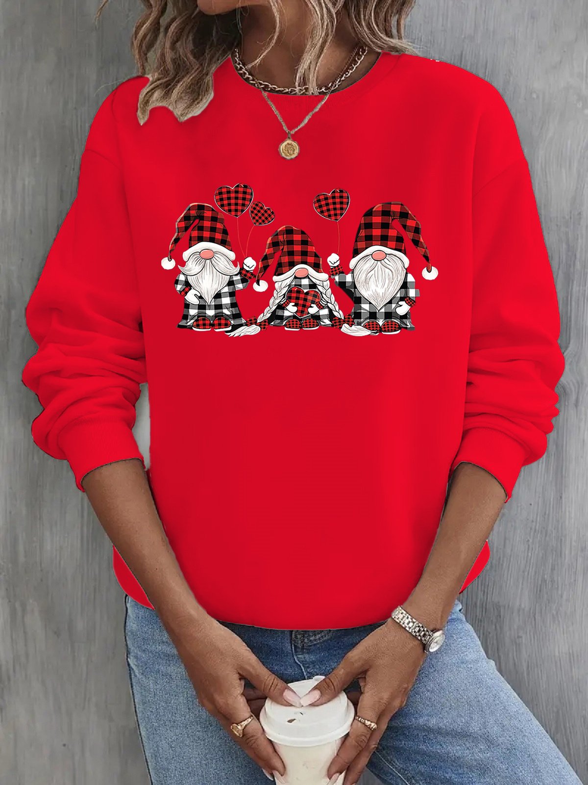 Casual Crew Neck Christmas Sweatshirt