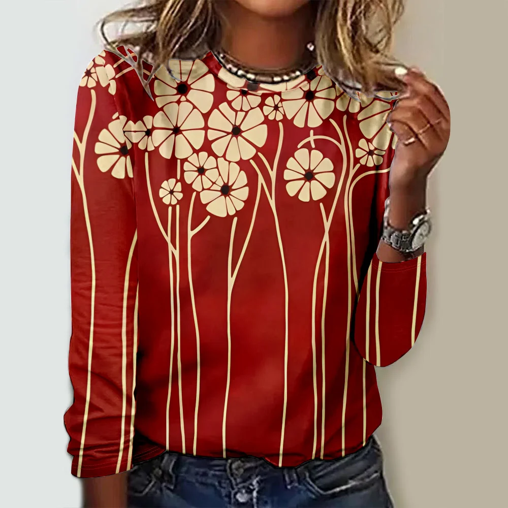 Casual Striped Crew Neck Long Sleeve T-shirt