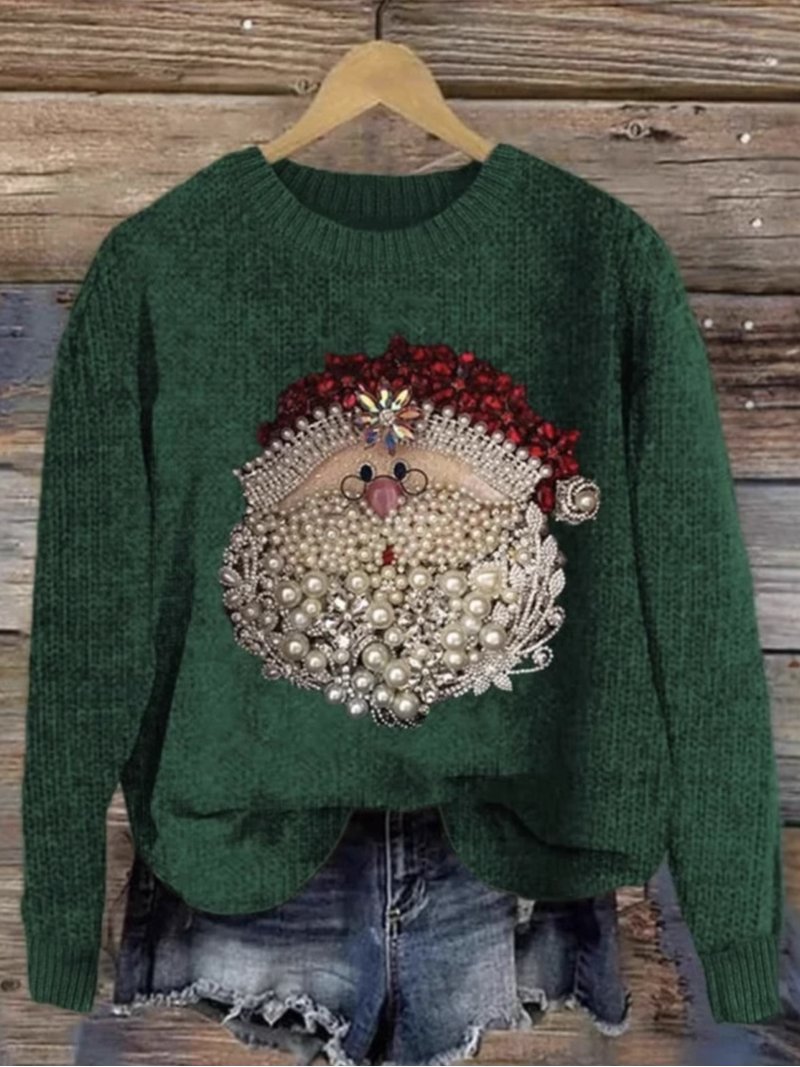 Casual Christmas Crew Neck Floral Sweatshirt Zipper