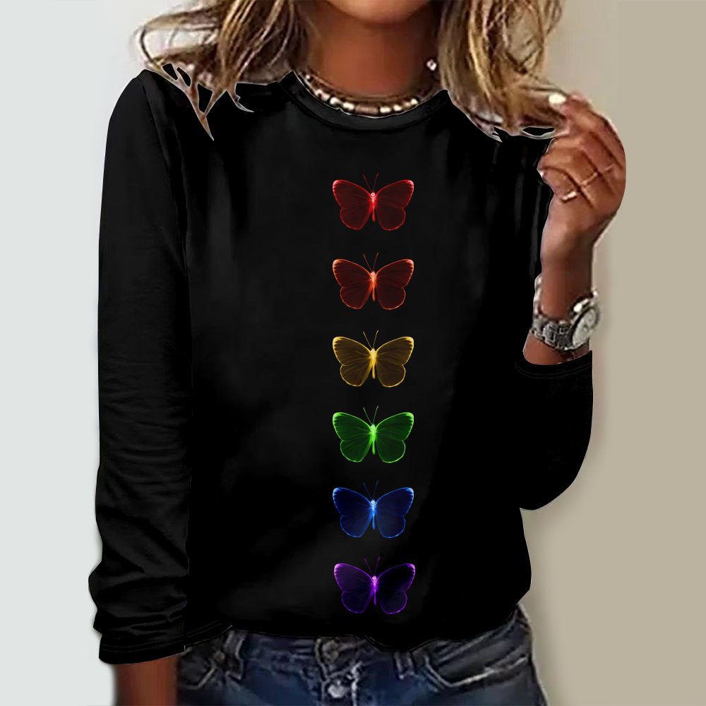 Casual Geometric Crew Neck Long Sleeve T-shirt