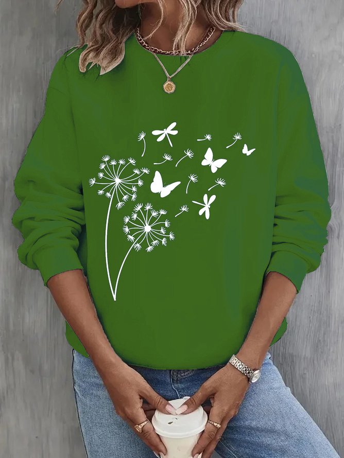 Casual Crew Neck Dandelion Sweatshirt