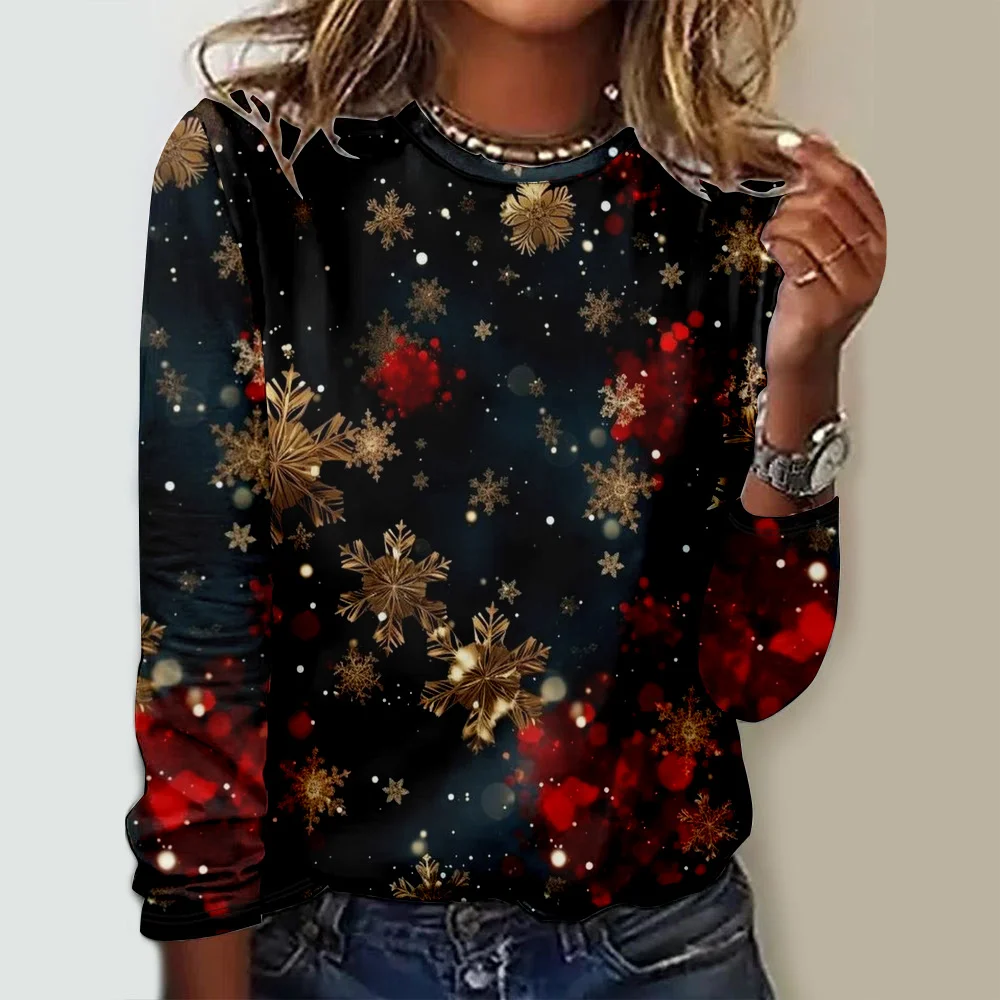 Casual Geometric Crew Neck Long Sleeve T-shirt