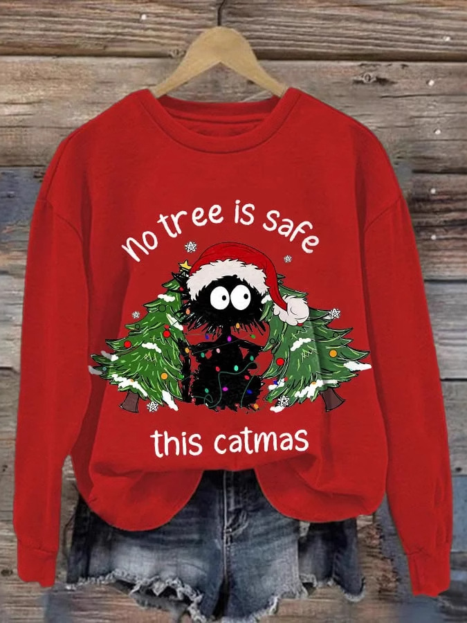 Casual Crew Neck Christmas Sweatshirt