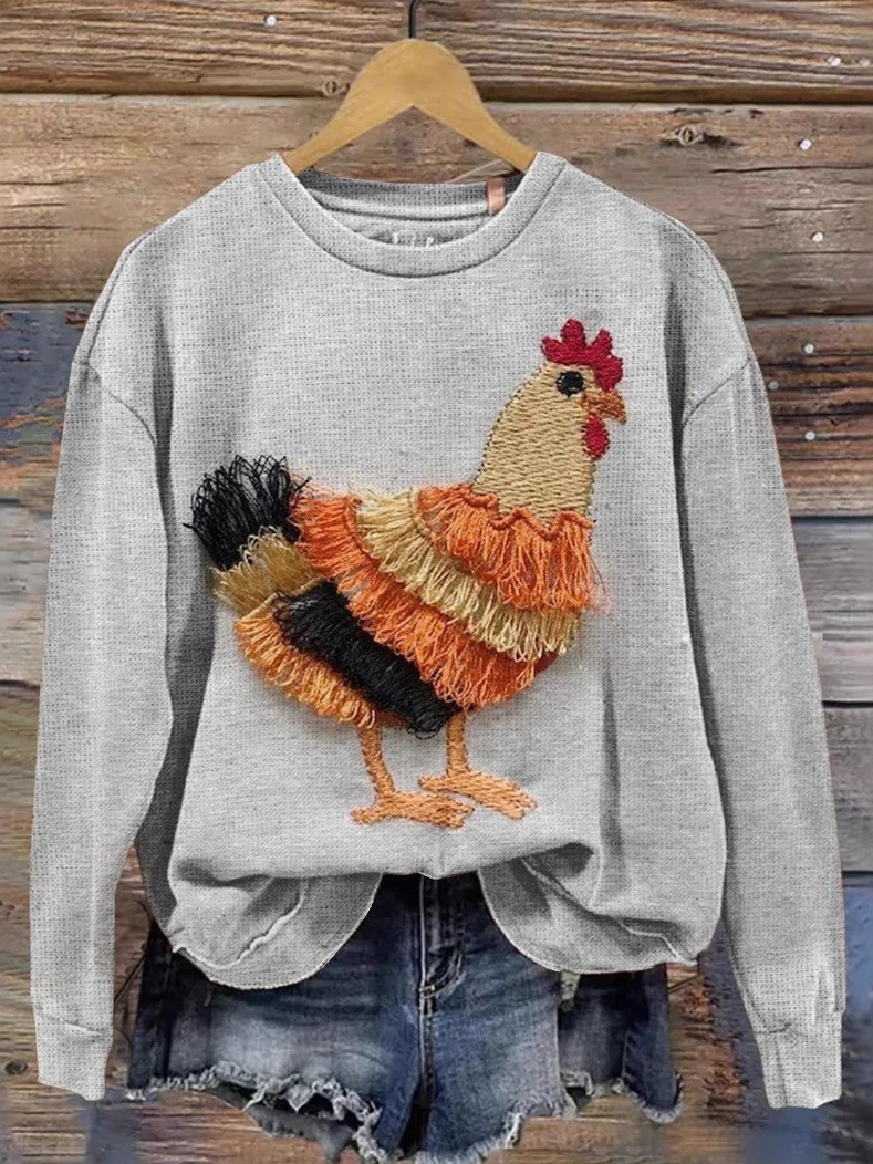 Casual Crew Neck Animal Sweatshirt