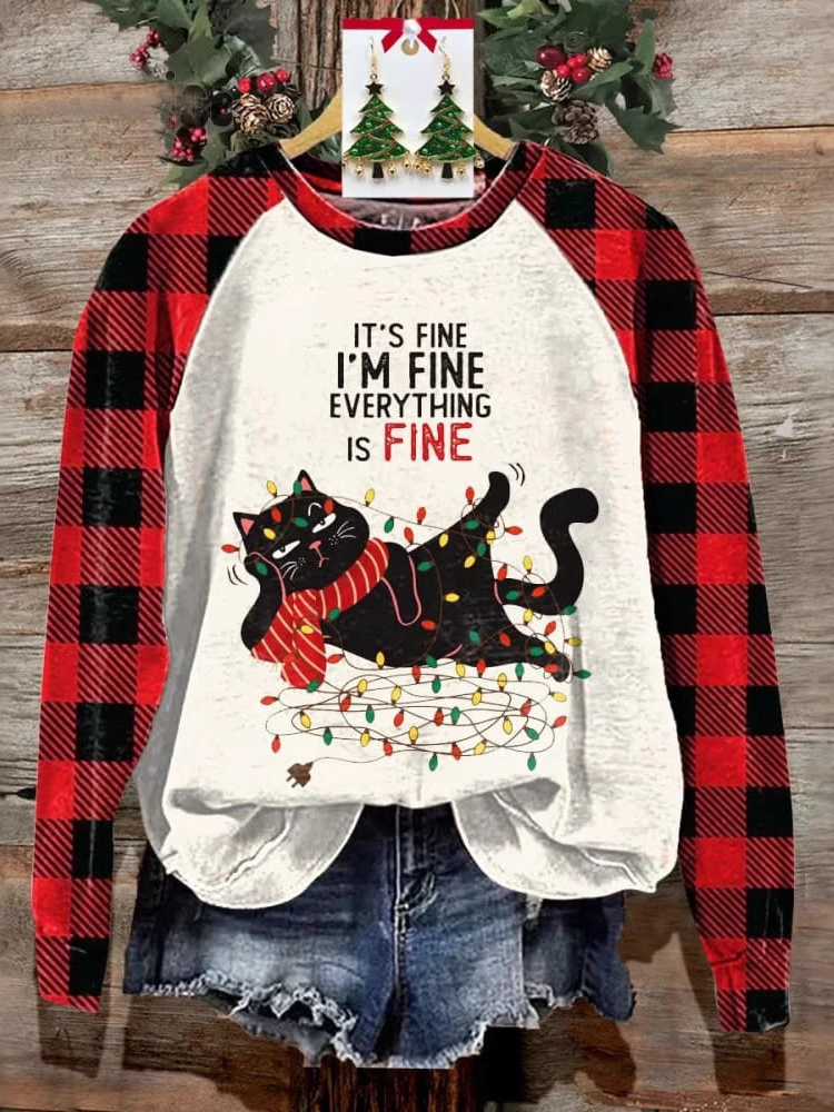 Casual Crew Neck Christmas Sweatshirt