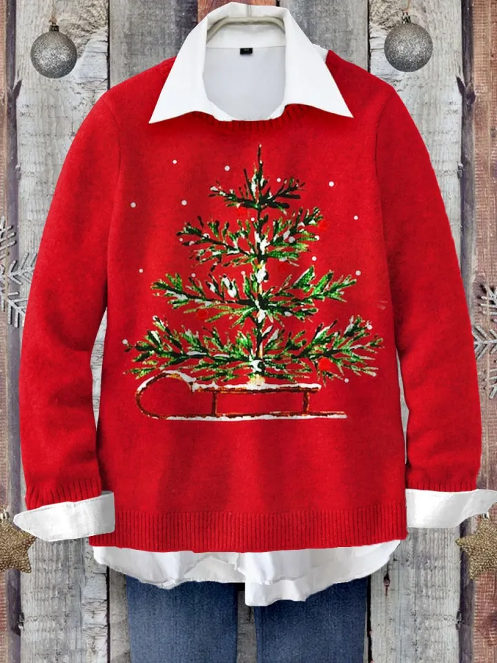 Casual Crew Neck Christmas Sweatshirt Zipper