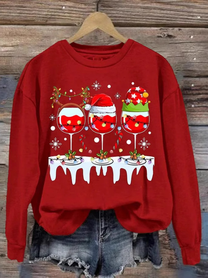 Casual Crew Neck Christmas Sweatshirt