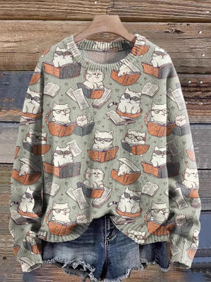 Casual Crew Neck Animal Sweatshirt