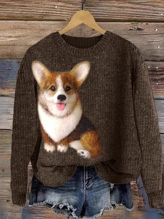 Casual Crew Neck Animal Sweatshirt