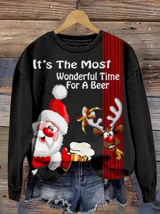 Casual Crew Neck Christmas Sweatshirt