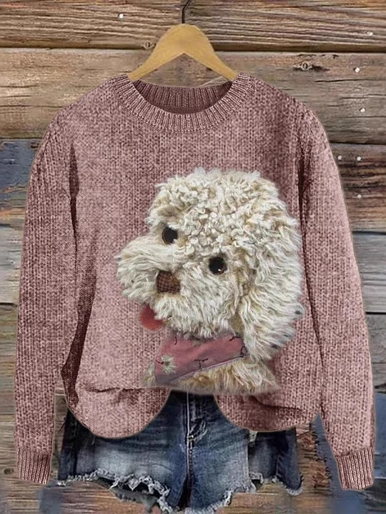 Casual Crew Neck Animal Sweatshirt