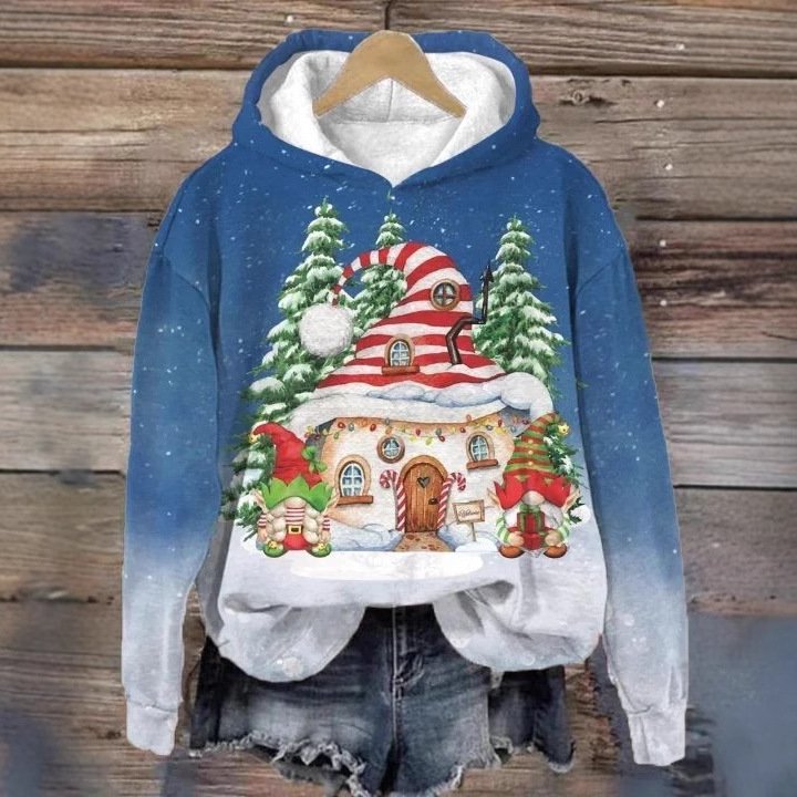 Casual Christmas Santa Hoodie Ethnic Sweatshirt