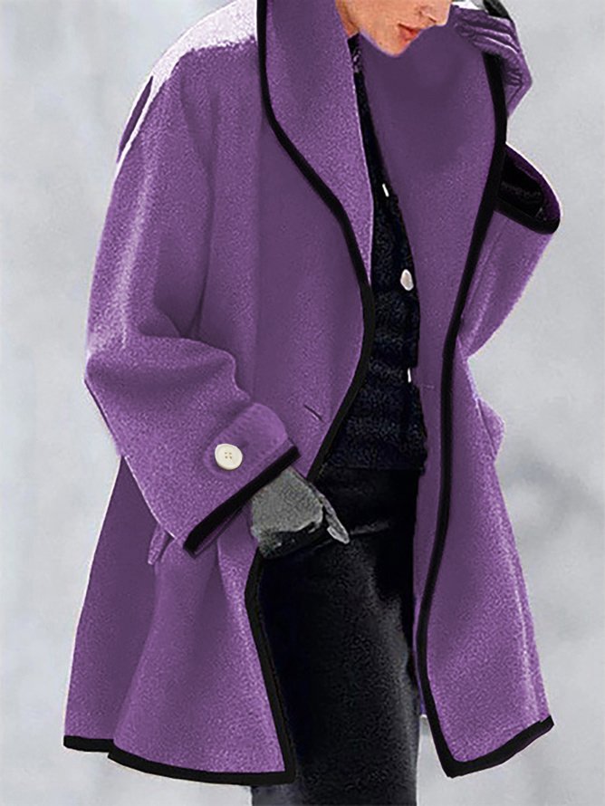 Women's Color Block Pocket Stitching Regular Loose Coat