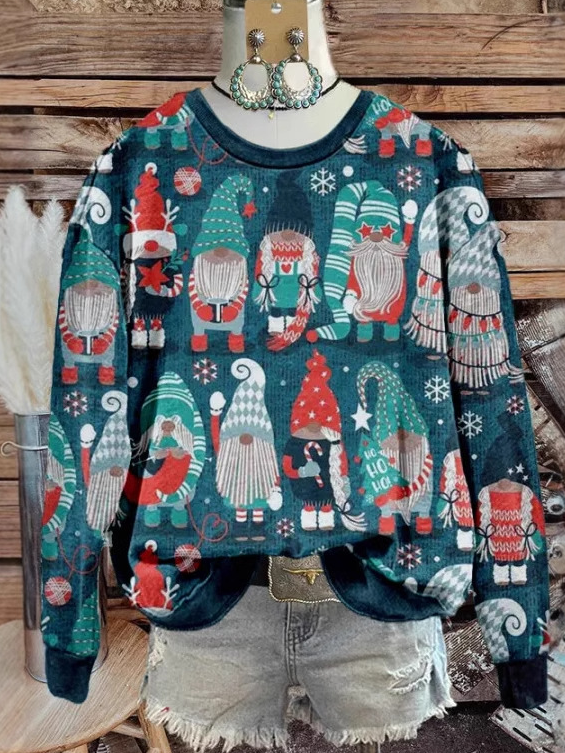 Casual Crew Neck Christmas Sweatshirt