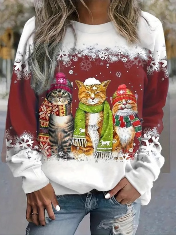 Casual Crew Neck Christmas Sweatshirt