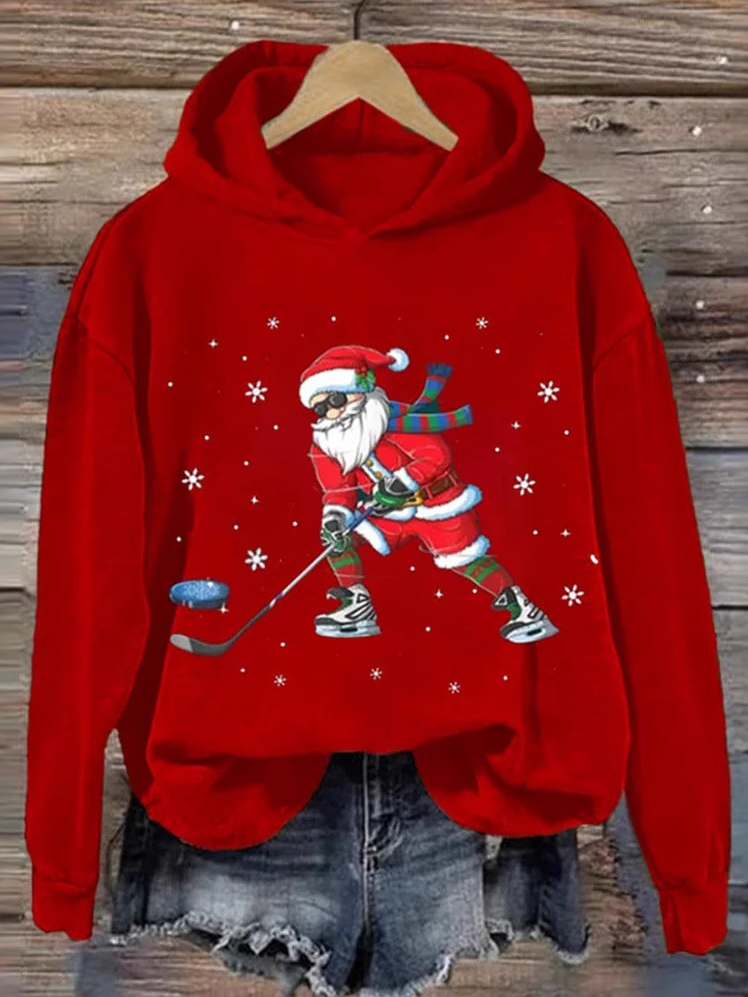 Casual Christmas Santa Hoodie Ethnic Sweatshirt