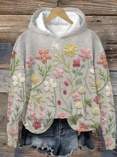 Casual Hoodie Floral Sweatshirt