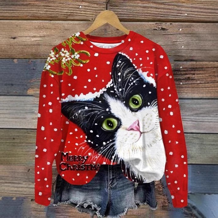 Casual Crew Neck Christmas Sweatshirt