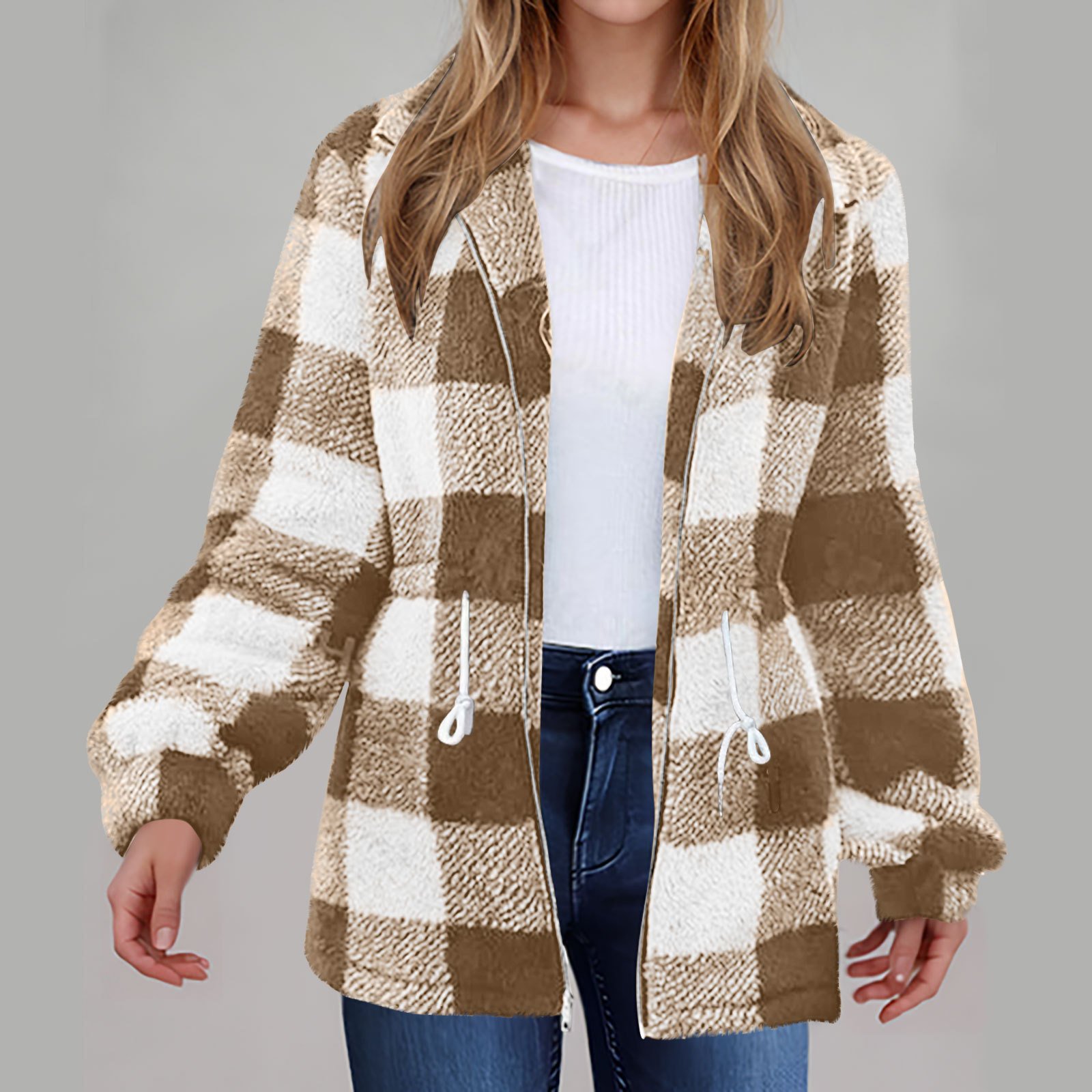 Women's Plaid Thicken Loose Jacket