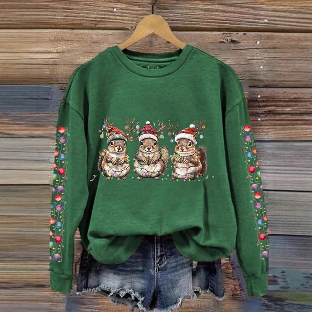 Casual Crew Neck Animal Sweatshirt