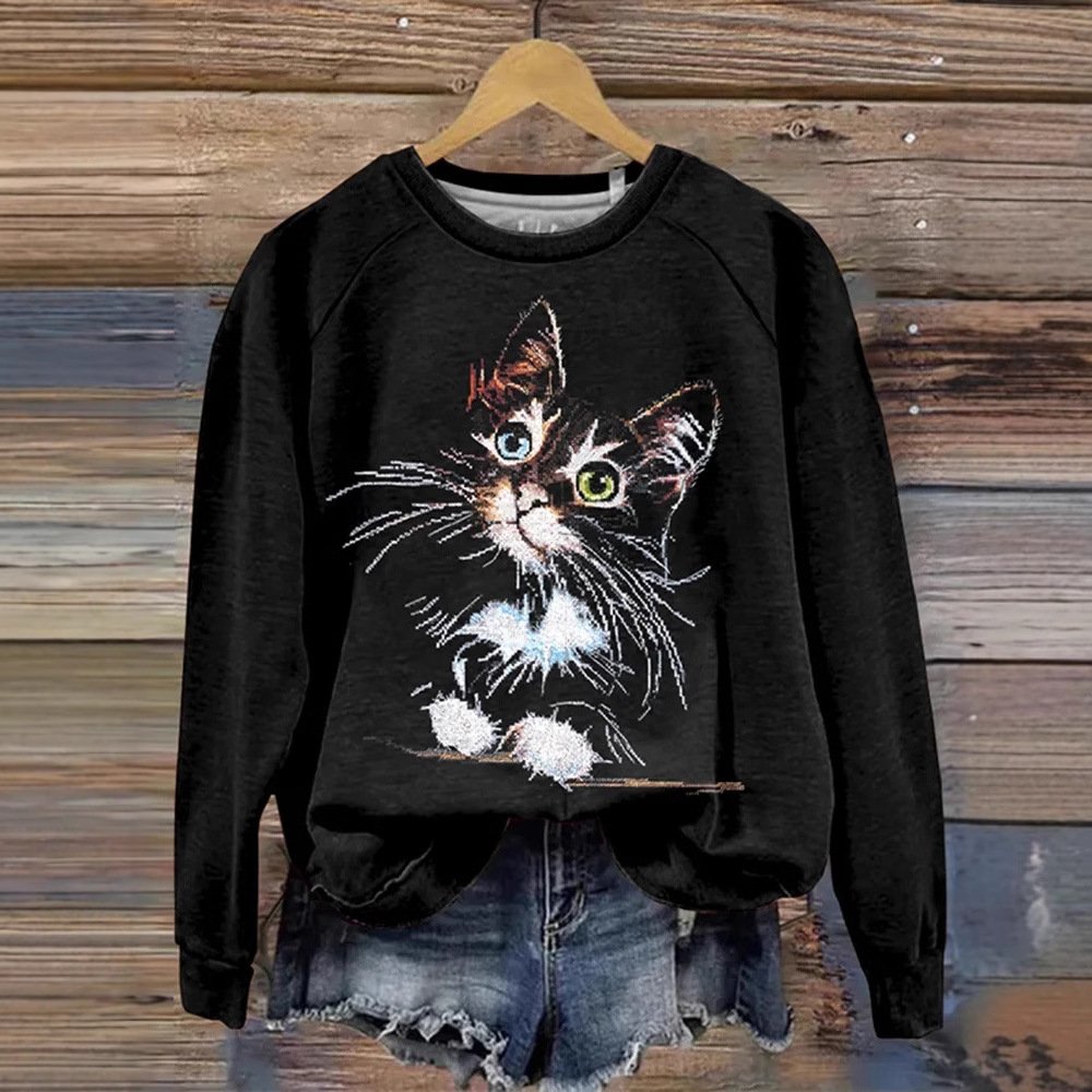 Casual Crew Neck Animal Sweatshirt