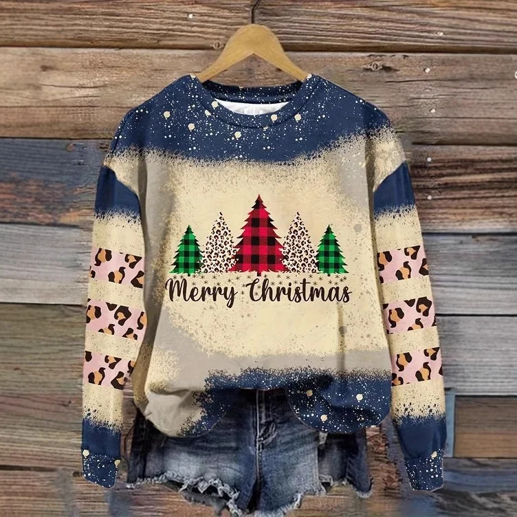 Casual Christmas Crew Neck Ethnic Sweatshirt