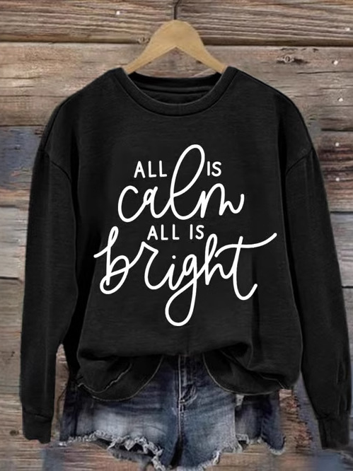 Casual Crew Neck Christmas Sweatshirt