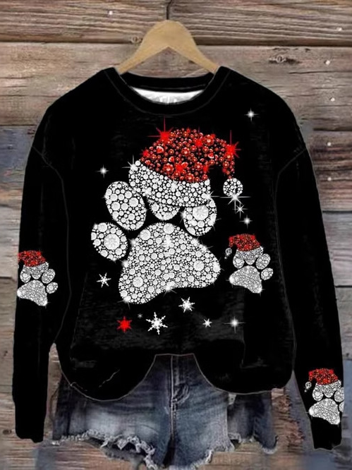 Casual Crew Neck Christmas Sweatshirt