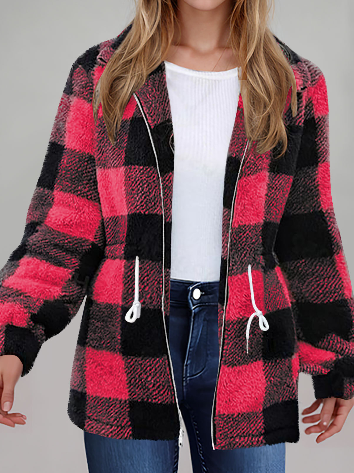 Women's Plaid Thicken Loose Jacket