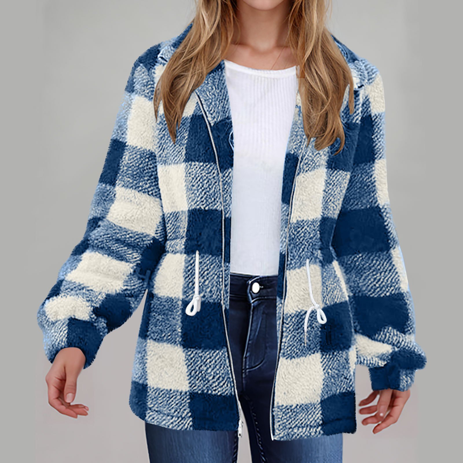 Women's Plaid Thicken Loose Jacket