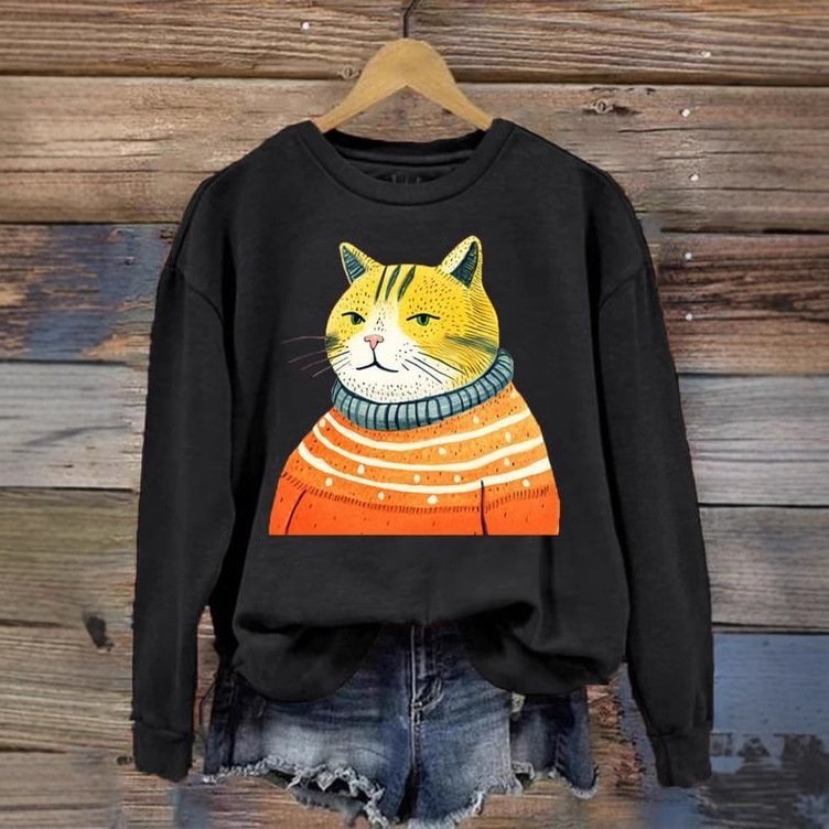 Casual Crew Neck Animal Sweatshirt