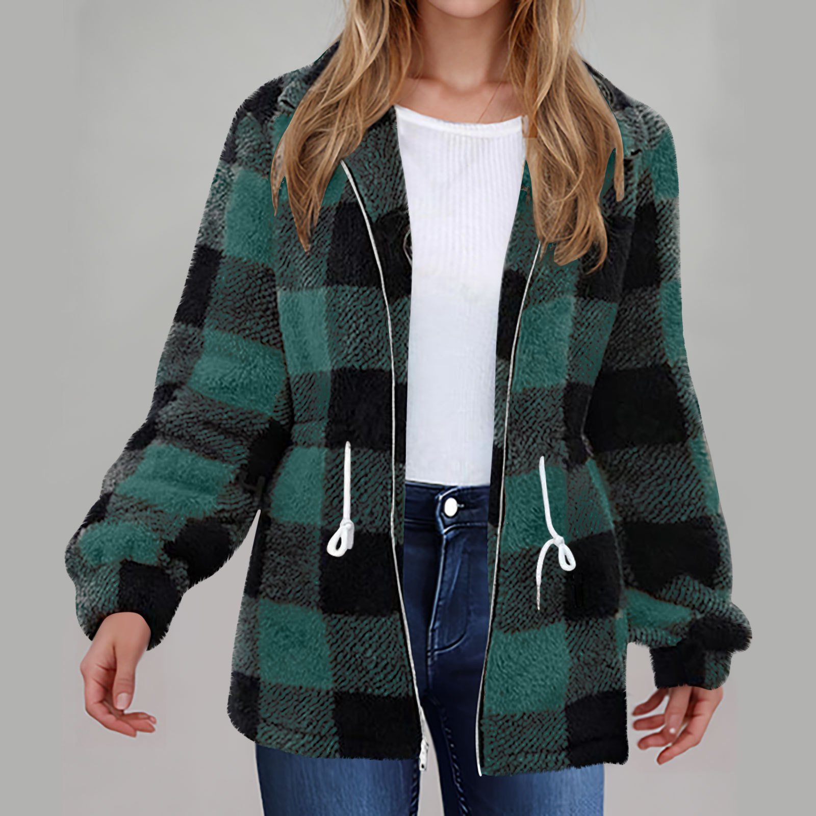 Women's Plaid Thicken Loose Jacket