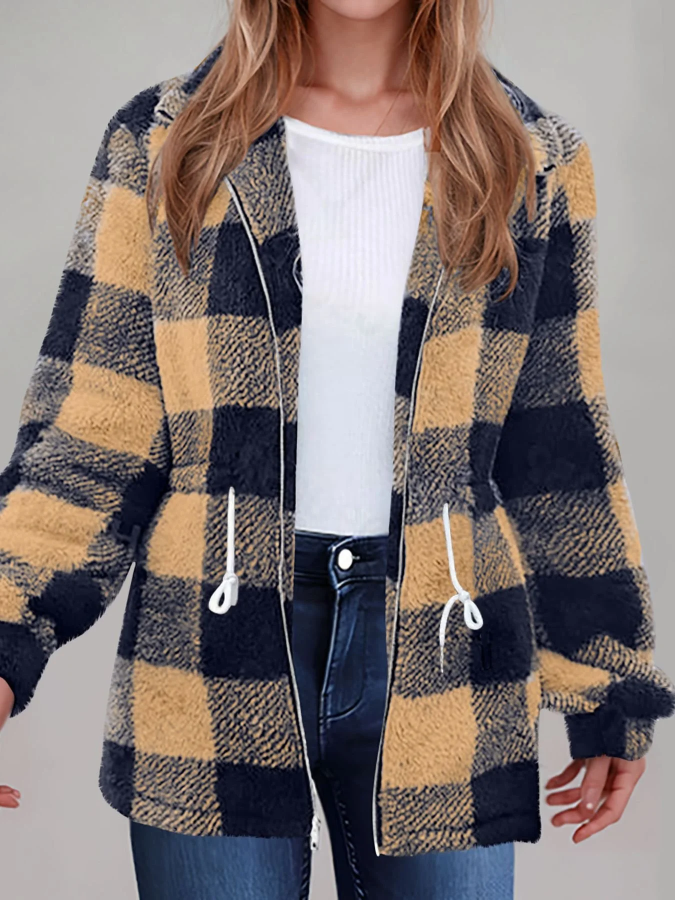 Women's Plaid Thicken Loose Jacket