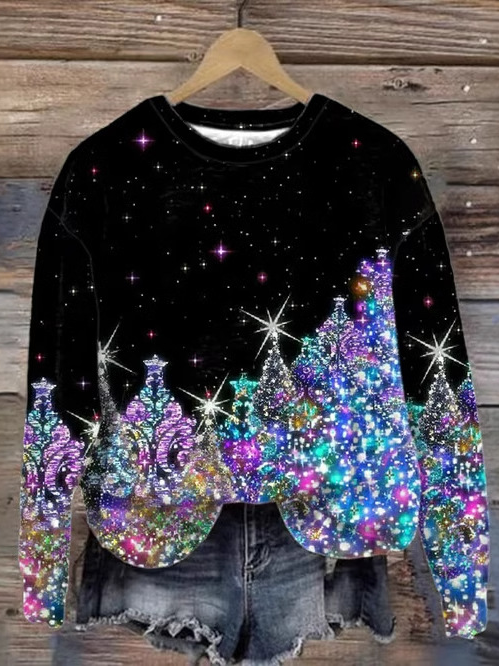 Casual Crew Neck Christmas Sweatshirt