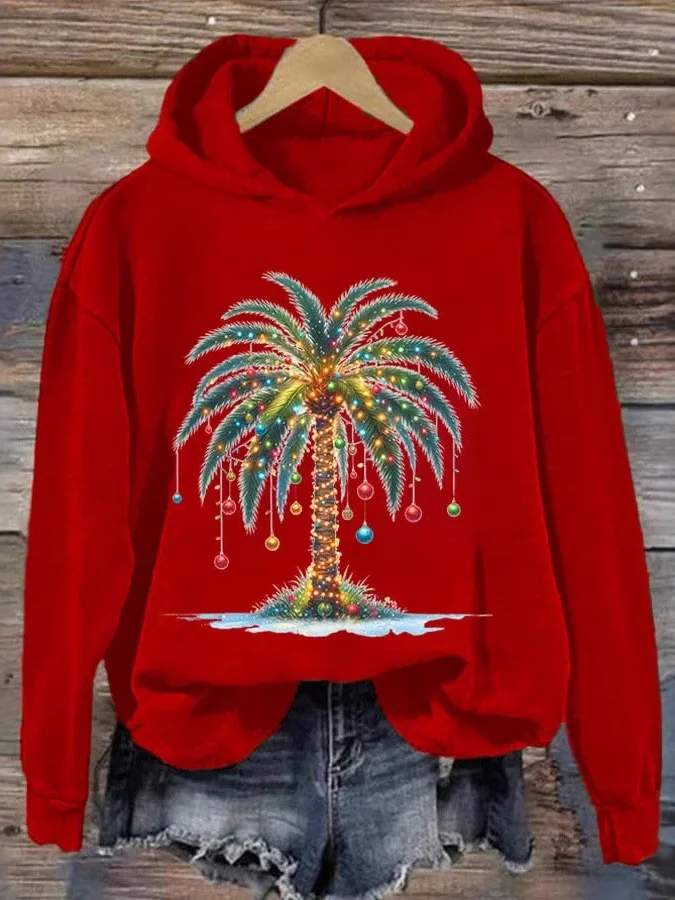 Christmas Palm Tree Hoodie Ethnic Sweatshirt