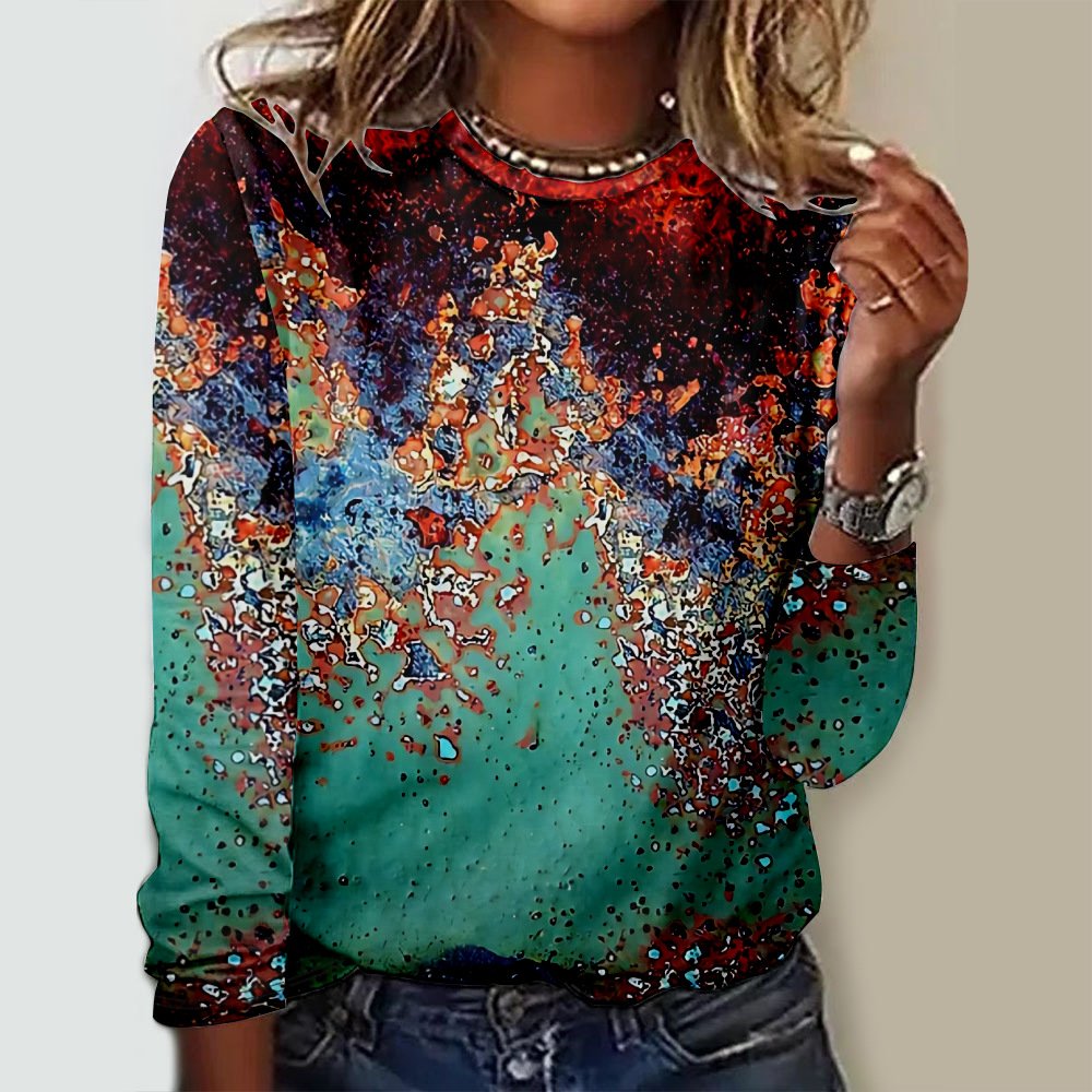 Casual Floral Crew Neck Long Sleeve T-shirt