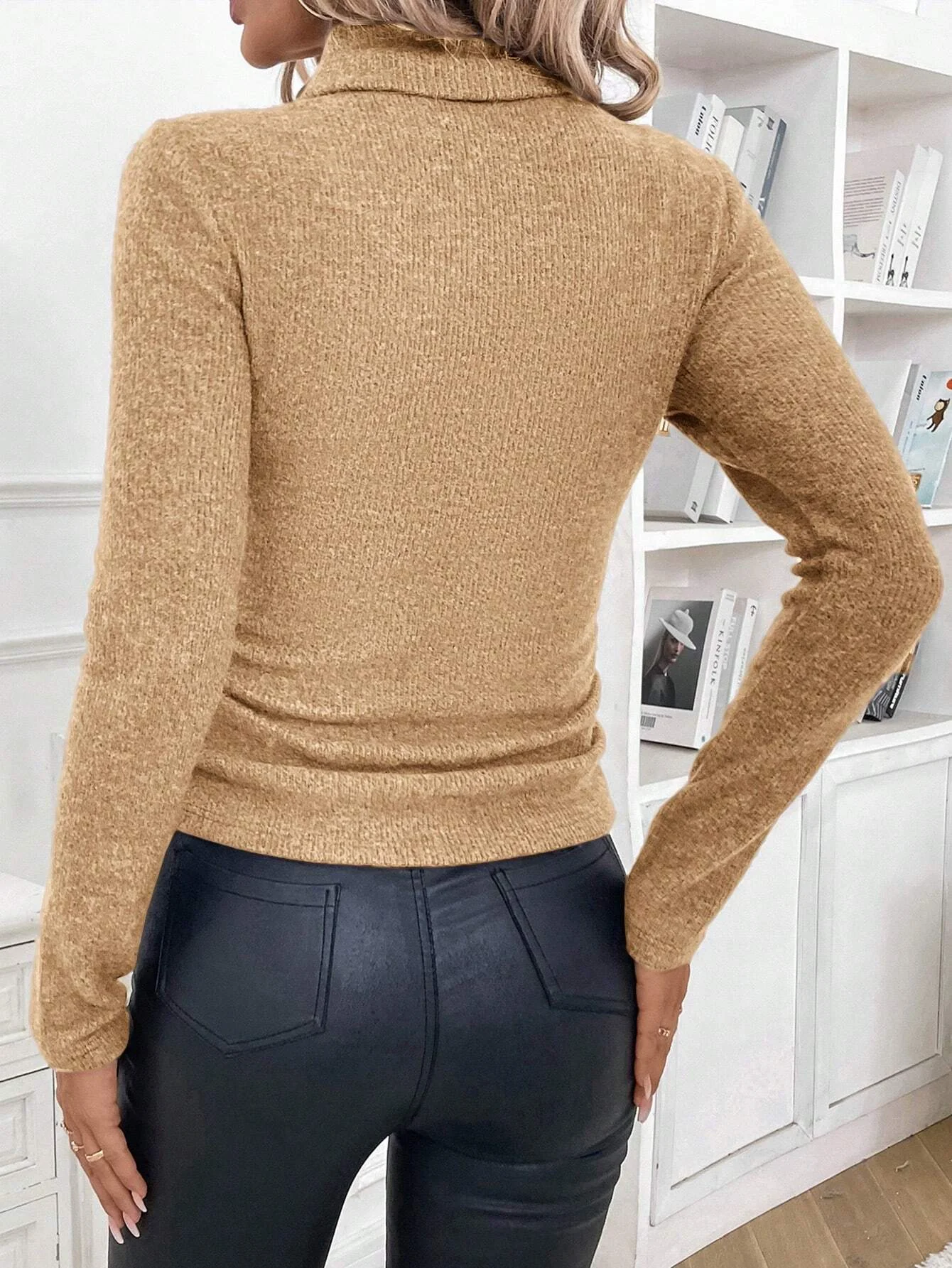 Women Cotton Plain Long Sleeve Comfy Casual Sweater