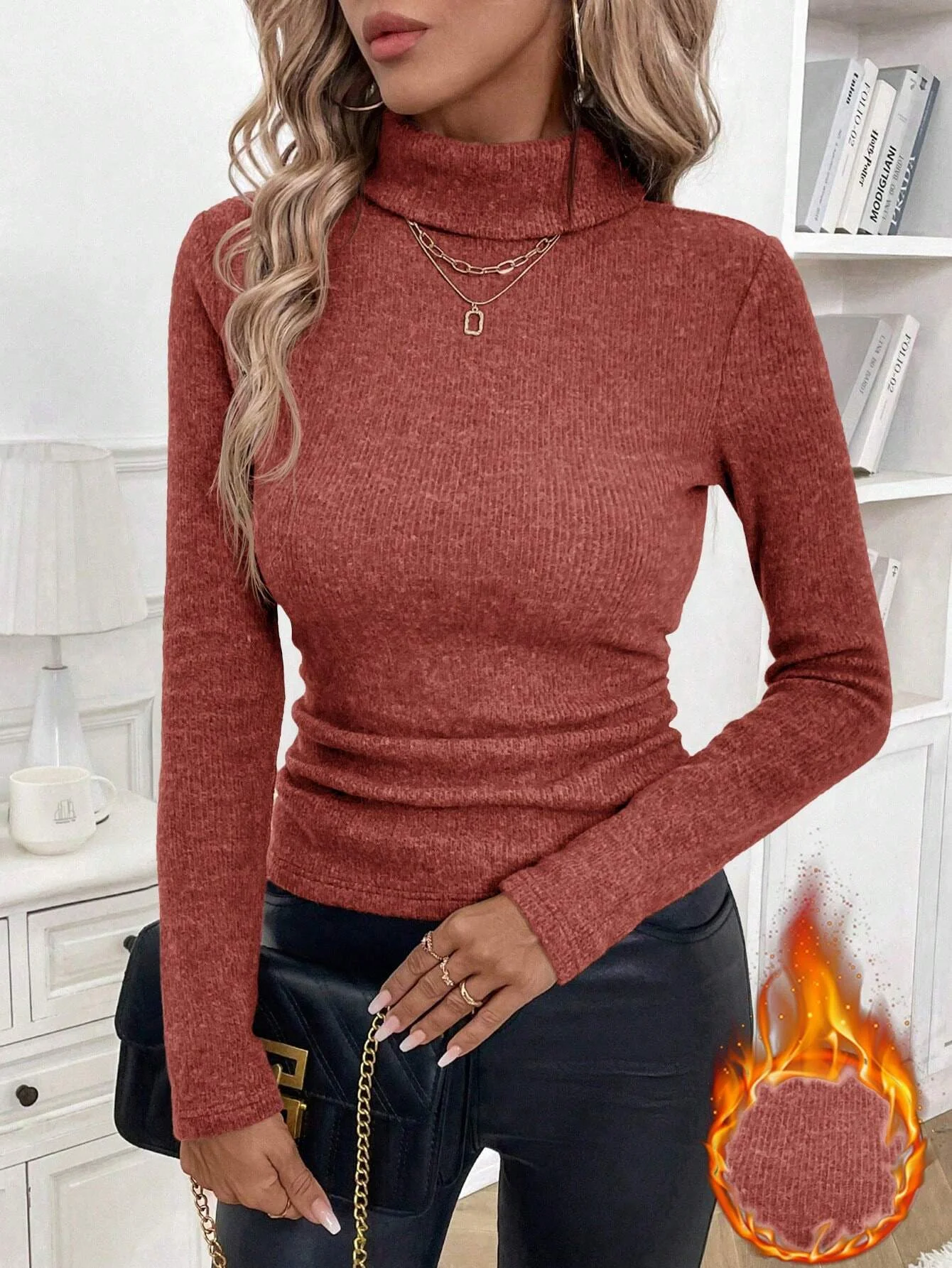 Women Cotton Plain Long Sleeve Comfy Casual Sweater